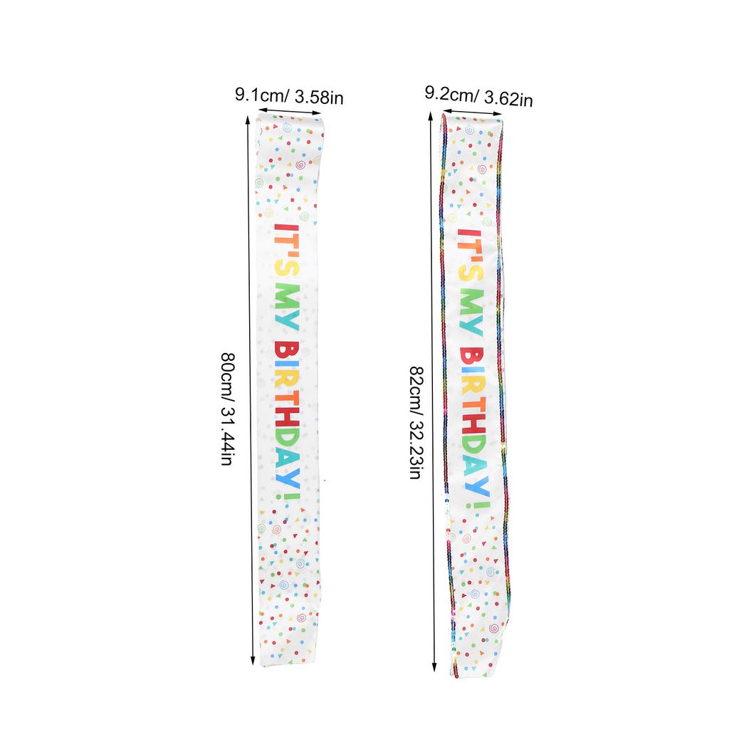 2Pcs Satin Birthday Sash for Women Girls Elegant Shoulder Strap Set It's My Birthday Party Decorations 31.4 Inch Adjustable