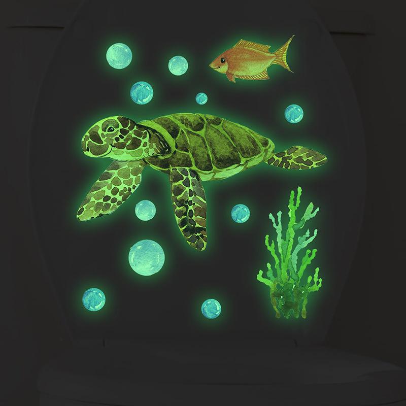 Kreslené samolepky na zeď svítící ve tmě, domácí dekorace, světelné fluorescenční nálepky s mořskými živočichy pro dekorace dětského pokoje