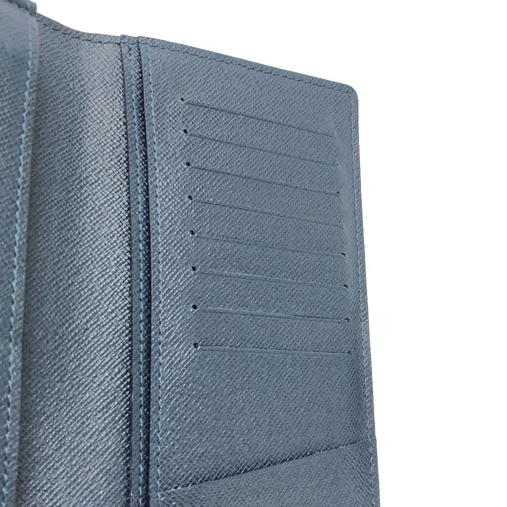 Louis Vuitton M64010 Taiga Stripe Portefeuille Brazza Long Wallet blue/Wine Red