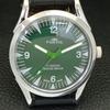 VINTAGE HAND-WINDING SWISS MENS REFURBISHED GREEN COLOR DIAL WATCH A700987-5 R205a-a700987