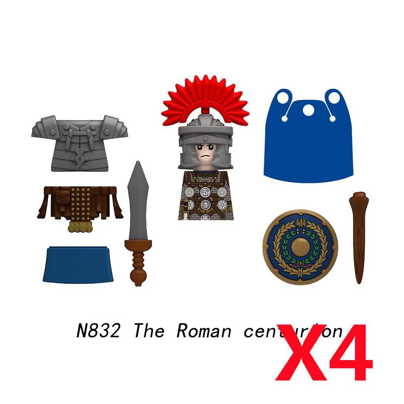 Medieval Soldier Knight Figure MOC Building Block Green Dragon Castle Infantry Orcs Pirate Roman Cavalry Weapons Toys Gifts D122