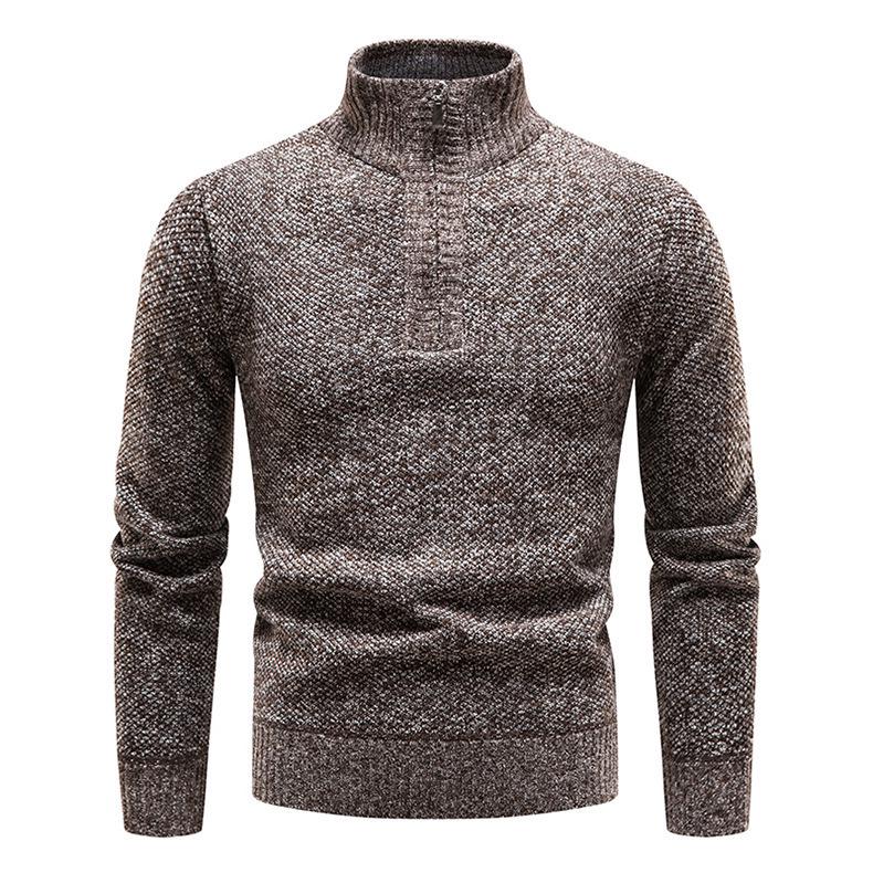 2026 Men's Fleece-Lined Thick Knit Cardigan Sweater, Solid Color, Plus Size, Autumn/Winter Collection