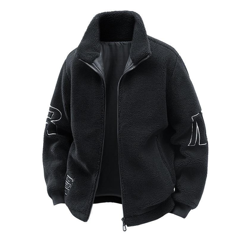 Autumn and Winter New Fleece Jacket Men's Thickened Lamb Fleece Cotton-padded Clothes Men's and Women's Trend Couple Loose Cotton-padded Clothes Men's