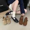 Thick Heel Light Mouth Mary Jane Shoes Square Head French Flat-soled Single Shoes Autumn New Casual Soft-soled Shoes Grandma Shoes