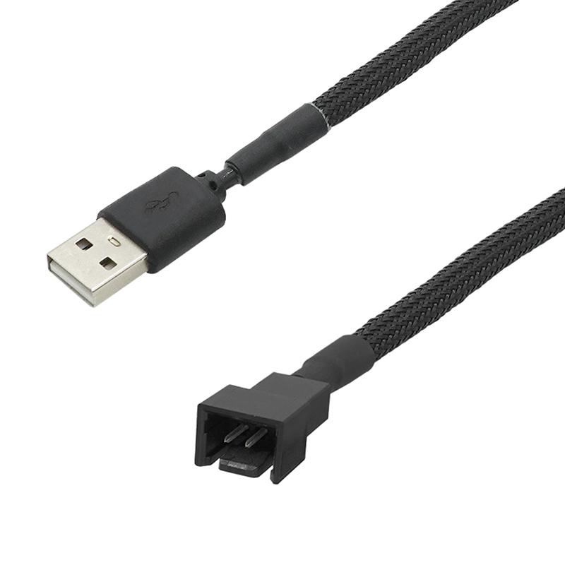1Pc Case Fan Adapter Connector Cable Usb 2.0 A Male To 3-Pin Pwm 5V Usb Sleeved Fan Power Adapter Cable