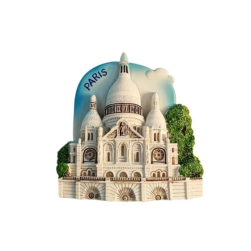 France Paris Sacred Heart Cathedral  3D Stereoscopic Tourism Souvenirs Resin Painting Decoration Home Refrigerator Magnets