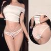 Sexy and alluring bow-tie lace panties for women, adjustable, hollowed-out see-through mesh, breathable low-waisted briefs