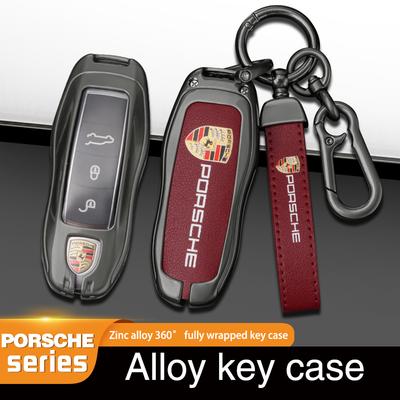 3/4 Knoppen Zinklegering Leer Auto Sleutelhoes Sleutelkapje Voor Cayenne 911 996 Macan Panamera Boxster 986 987 981 Sticker