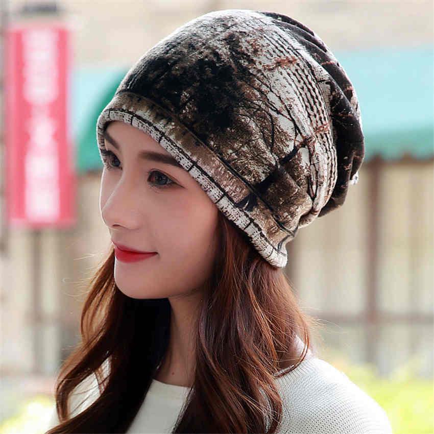 Women Hat Polyester Adult Casual Floral Hats Spring Autumn Two Used Female Cap Scarf 3 Colors