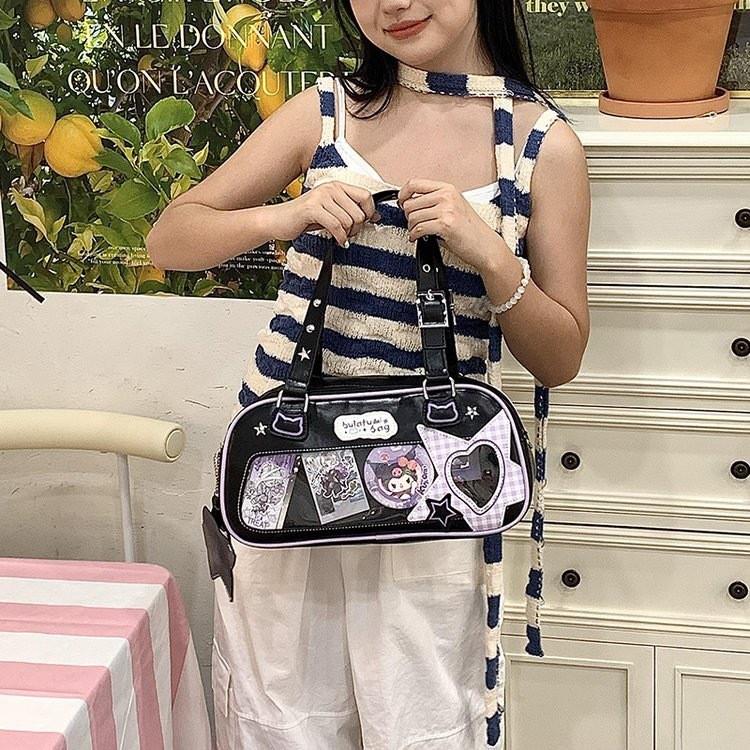 Star Letter Shoulder Bag With Adjustable Shoulder Strap Zipper Design Leather Pu