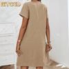Fashion Summer Spring Solid Color Print Short Sleeve Casual Dresses