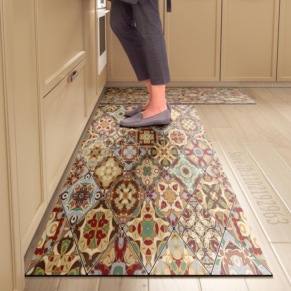 1PCS Kitchen Floor Mat Waterproof, Anti-skid, Anti-dirty Foot Mat Household Door Mat Crystal Velvet Long Strip Carpet Door Mats