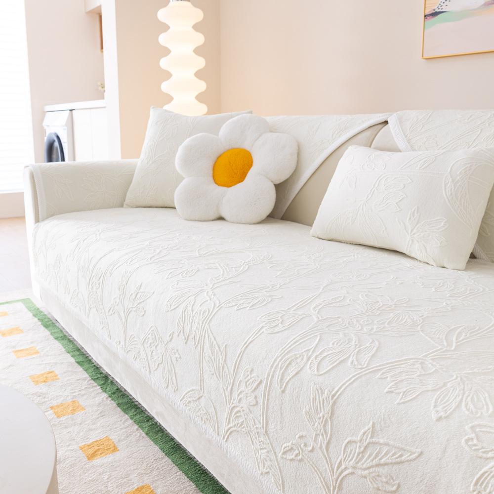 Non-Slip Sofa Cushion Four Seasons Universal Cushion Light Luxury and Simplicity Non-Slip Milk Fiber Cover Towel Plush