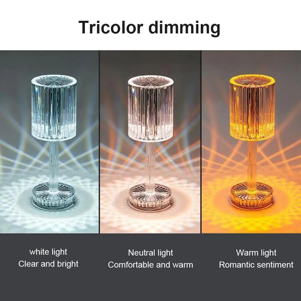 Diamond Crystal Table Lamp Net Red Bedside Romantic Atmosphere Lamp Modern Minimalist Creative Line Acrylic Table Lamp