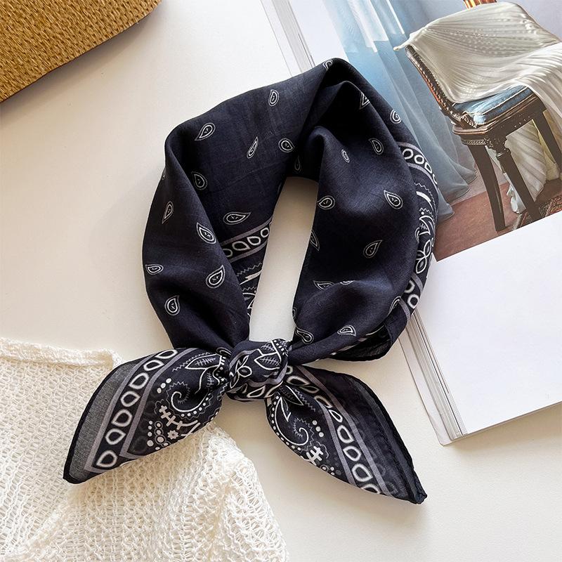11 silk cotton cashew nut square scarf spring and summer thin decorative silk cotton blended silk scarf air conditioner room neck scarf headband