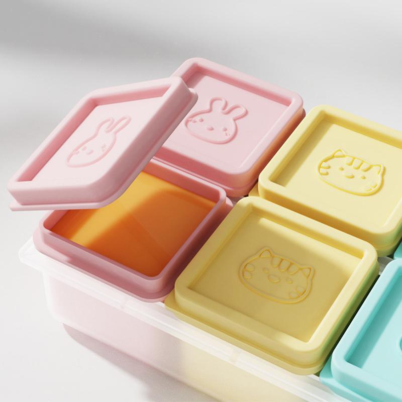 6 Grids Silicone Food Storage Containers Reusable Food Freezing Trays With Lids Dishwasher Safe Snacks Fruit Box for Meal Prep