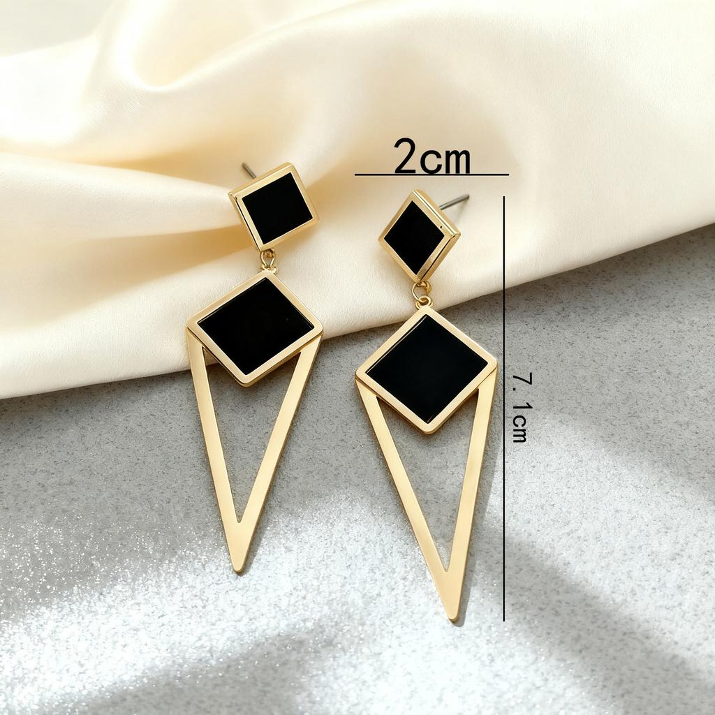 Rhombus Earrings New Trendy Temperament Long Earrings Korean Simple Earrings Women