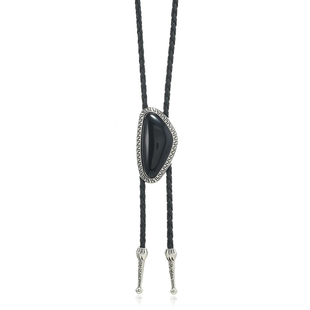 Westliche Bolo Krawatte für Männer Frauen Vintage Stein Anhänger Leder Seil Halstuch Cowboy Lässig Party Hochzeit Bühnenauftritt Kostüm Zubehör