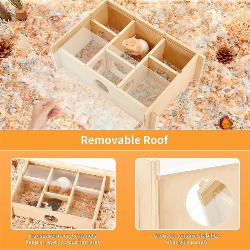 Solid Wood Hamster Maze Toy Creative Hideout Exploration Playset For Hamster Owners Small Pets Cage Habitat Decor Cozy Gift