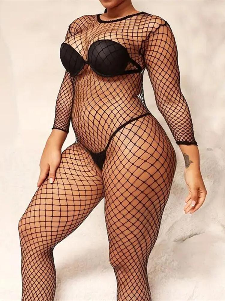 Black Open Crotch Bodystocking Hot Sexy Lingerie Fishnet Bodysuit Hollow Out Erotic Underwear Porn Lenceria Costumes For Women