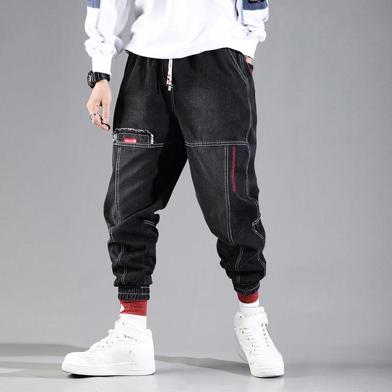 Hip Hopové Kapsáčové Kalhoty Pánské Harémové Kalhoty Se Stahovací Šňůrkou Volné Pánské Džíny Ležérní Nadměrná Velikost Zkrácené Kalhoty Joggers Módní Kalhoty