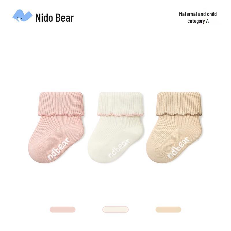 Nidobear Baby Anti-Slip Floor Socks 3-Pack 6-12 Months (Foot Length 9-11cm)