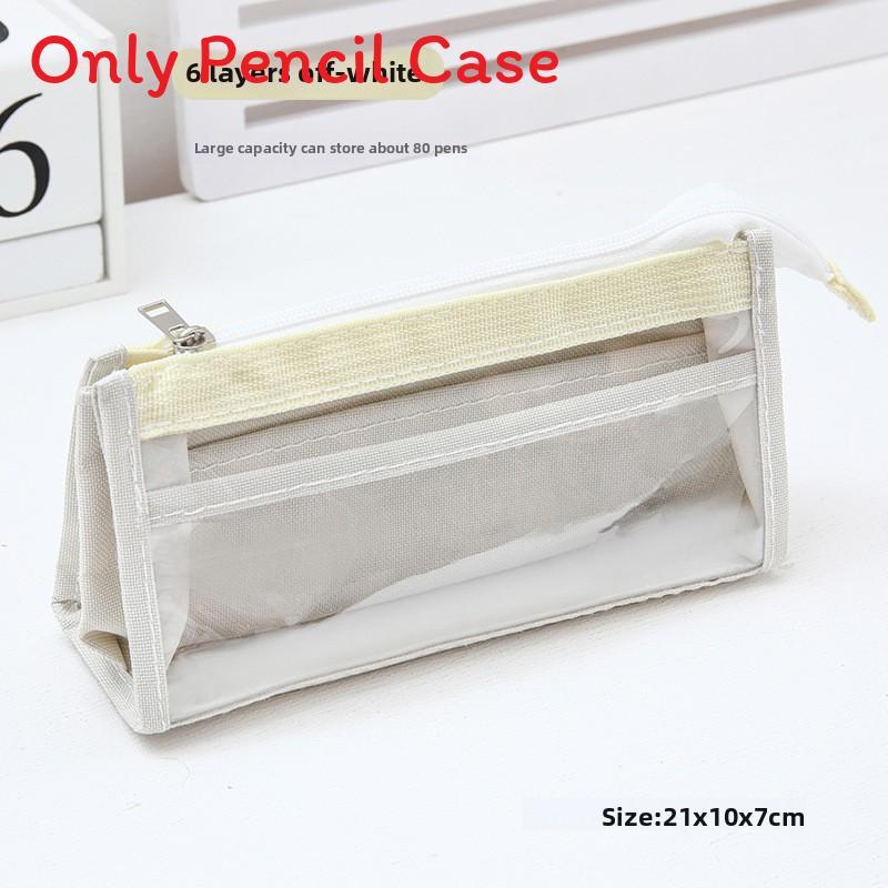 Canvas Six Layer Large Capacity Pen Bag For Students With Dividers And Storage For School Supplies