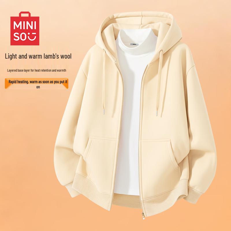 

MINISO Men s Winter Plus Velvet Hooded Sweatshirt 3XL
