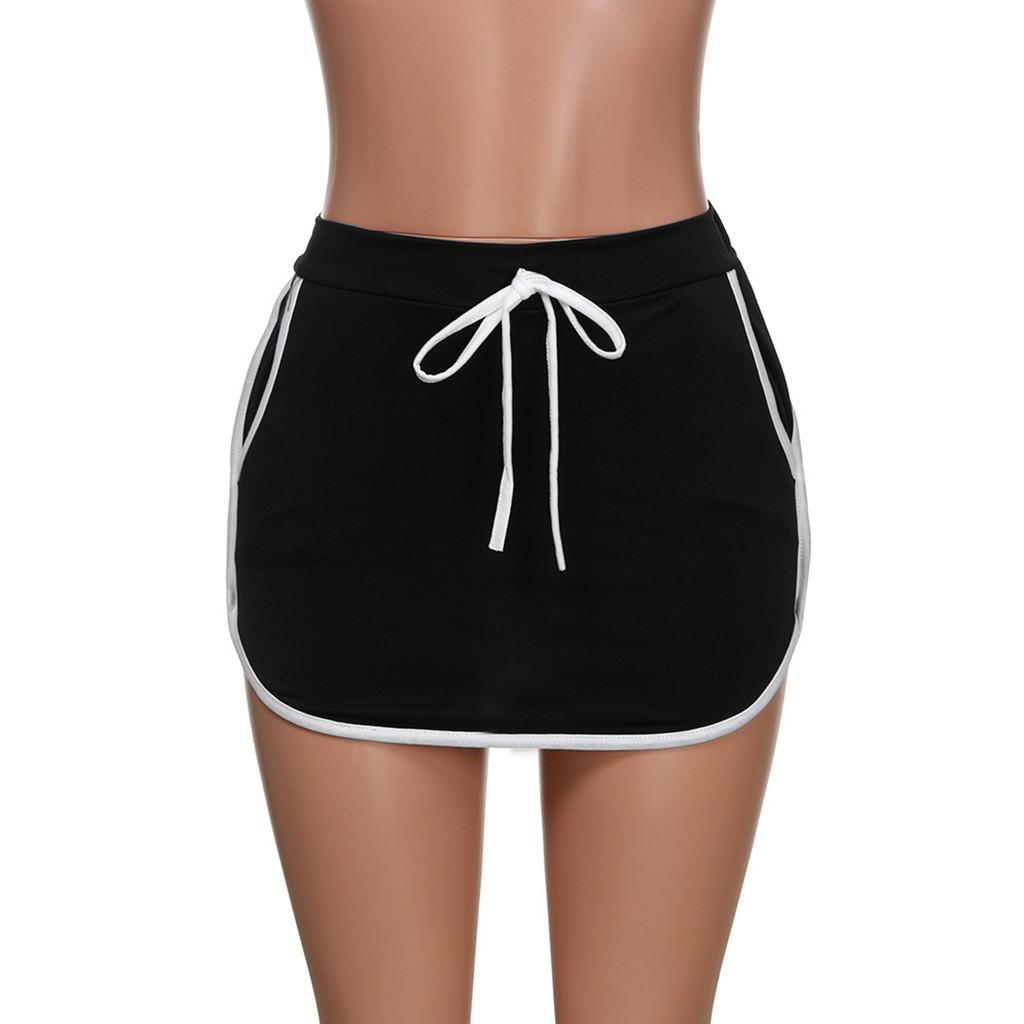 Women Sexy Club Skirt Short Pocket High Waist Skirt