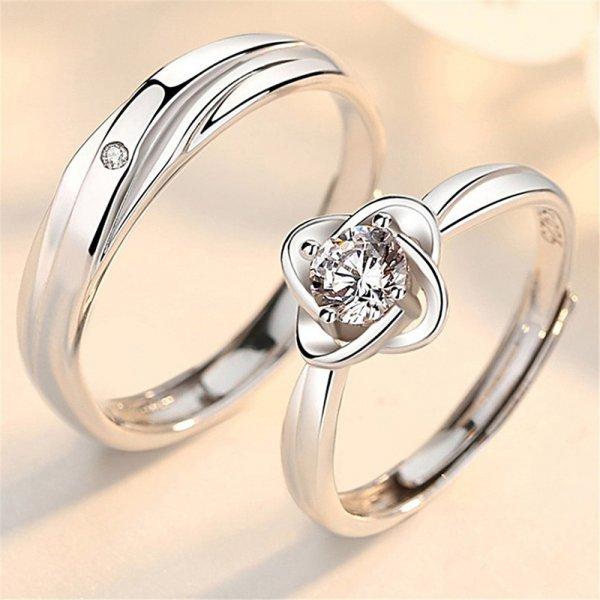 

2022 Romantic Couple Wedding Ring For Woman Men 2Pcs Love Heart Zircon Adjustable Rings Fashion Engaged Promise Jewelry Gifts resizable