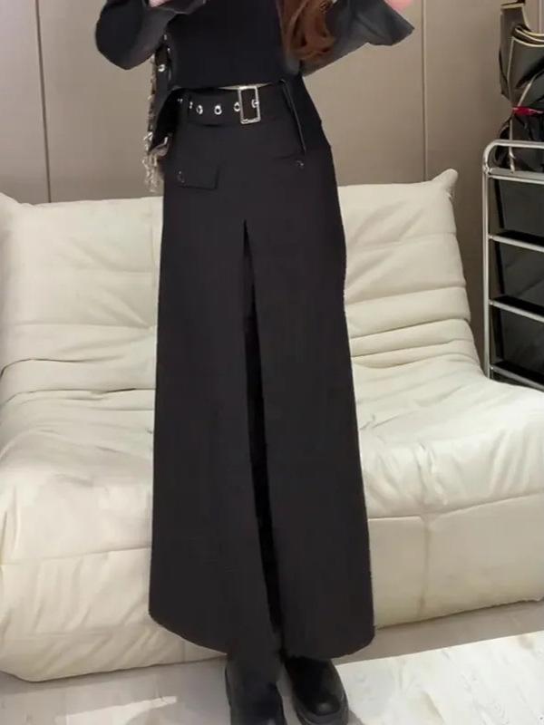 2026 Spring/Summer Women's High-Waist A-Line Midi Skirt with Modern Flare Design