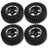4Pcs Remote Control Metal Wheel Hub Rubber Tires Replacement for MN86 1/12 RC CarBlack