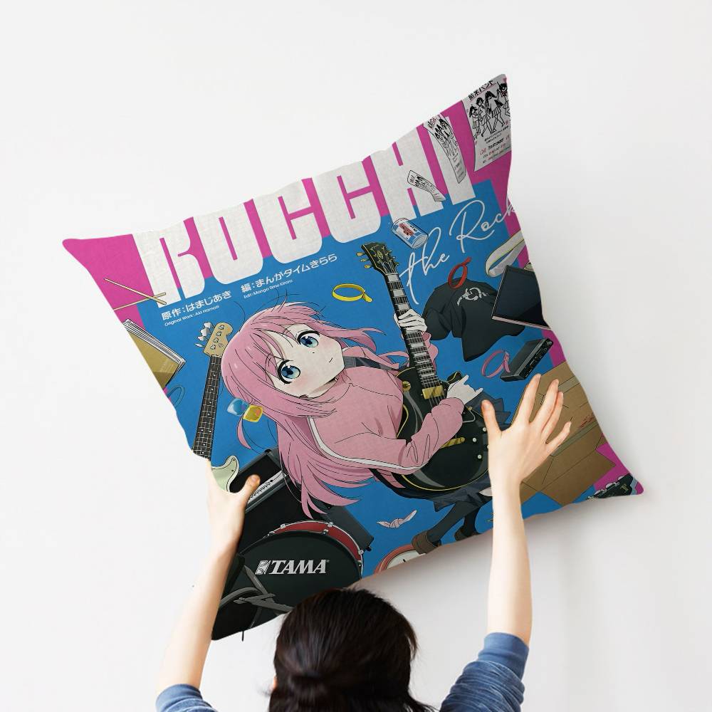 Anime Singer B-Bocchi The Rock! Personalized Picture Text Home Decorative Pillows Household Gifts 45x45cm
