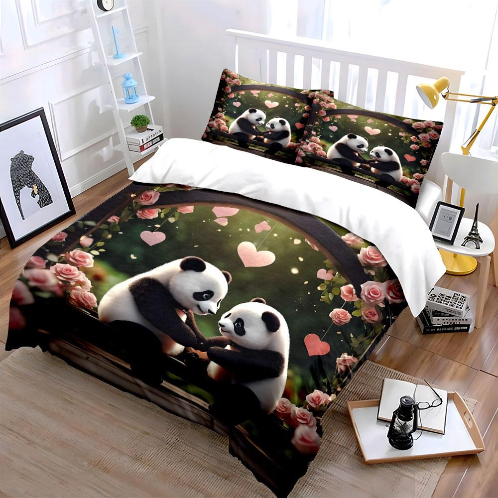 "Romantic Panda Paradise." Bedding Sets Duvet Covers Pillowcases(1* Duvet Cover 2* Pillowcases Without Duvet Insert)