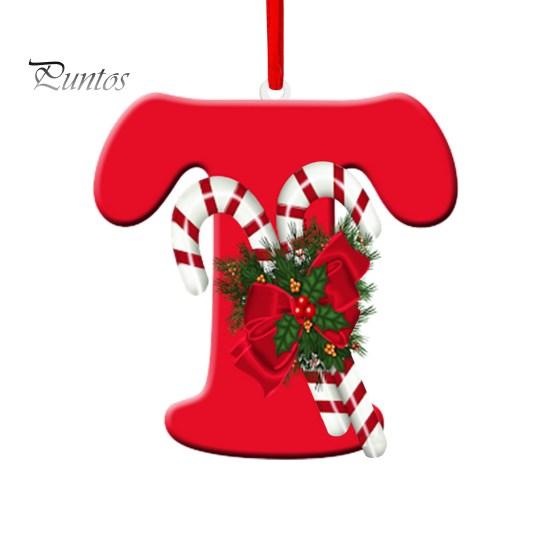 Raudonos spalvos 26 raidžių kabantys papuošalai su virvele ir kalėdiniais gėlių pakabukais Kalėdų eglutės papuošimas Šventinis vakarėlis Naujieji Metai Kalėdos