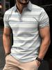 2026 Summer Men's Polo Shirt with Stripes Print Breathable Lightweight Casual Fashionable Outdoor Men's Clothing