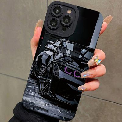 For iPhone 17 16 15 14 13 12 11 Pro Max Case Black Sports Car Print Cover For iPhone 17 Air 16E XS Max XR X 7 8 Plus Soft Fundas
