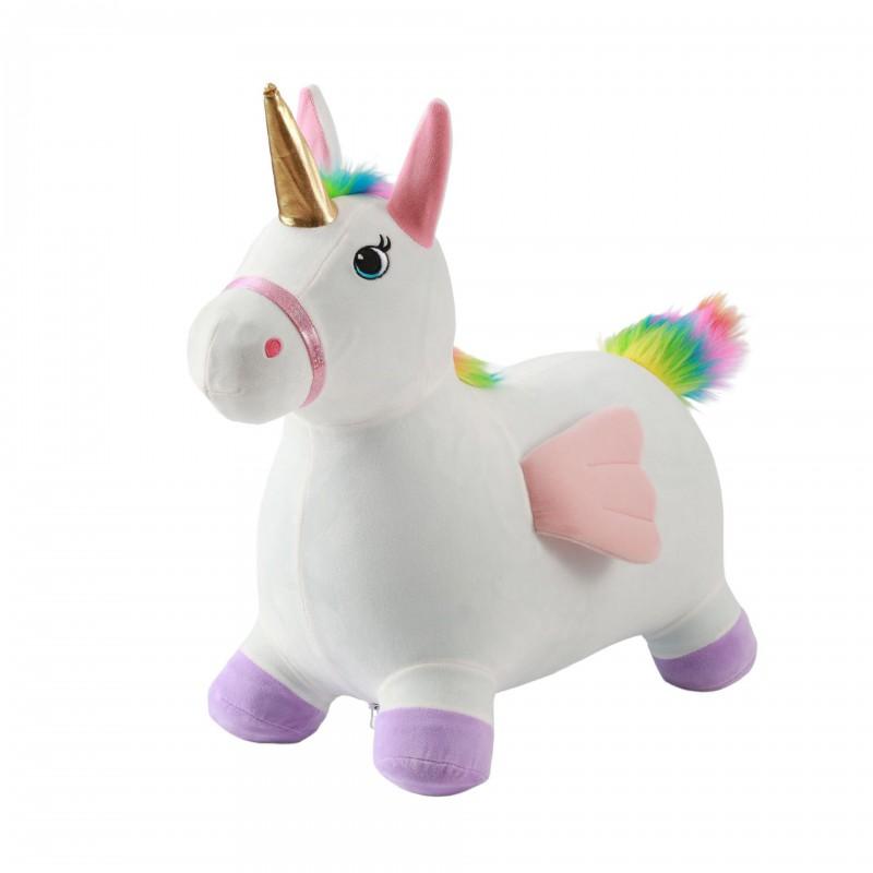 Inflatable Jumping Horse Toy Kids 4-6 Years Music Play Ride-On Animal Bouncer With Thick Plush Cover