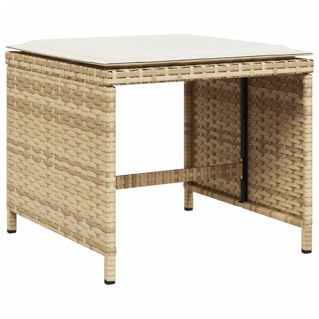 Vidaxl 9-Cz. Garden Furniture Set With Cushions, Beige, Poly Rattan
