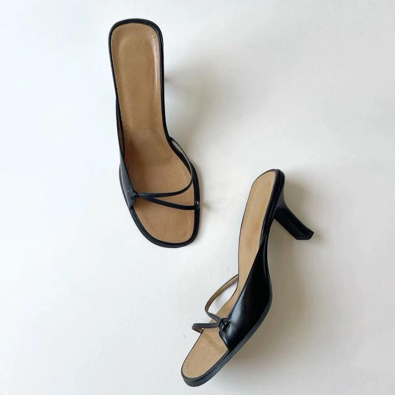 Sheepskin Version~ Minimalist Niche Temperament Thin Strap High Heel Open Toe One Word Cool Slippers Women Wear Summer Sandals