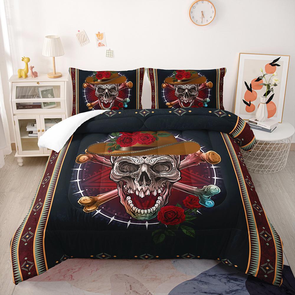 Gothic Style Bedding Set Rose Skull 3D Print Polyester Duvet Cover Single Twin Queen King Size for Home Decoration Birthday Gift