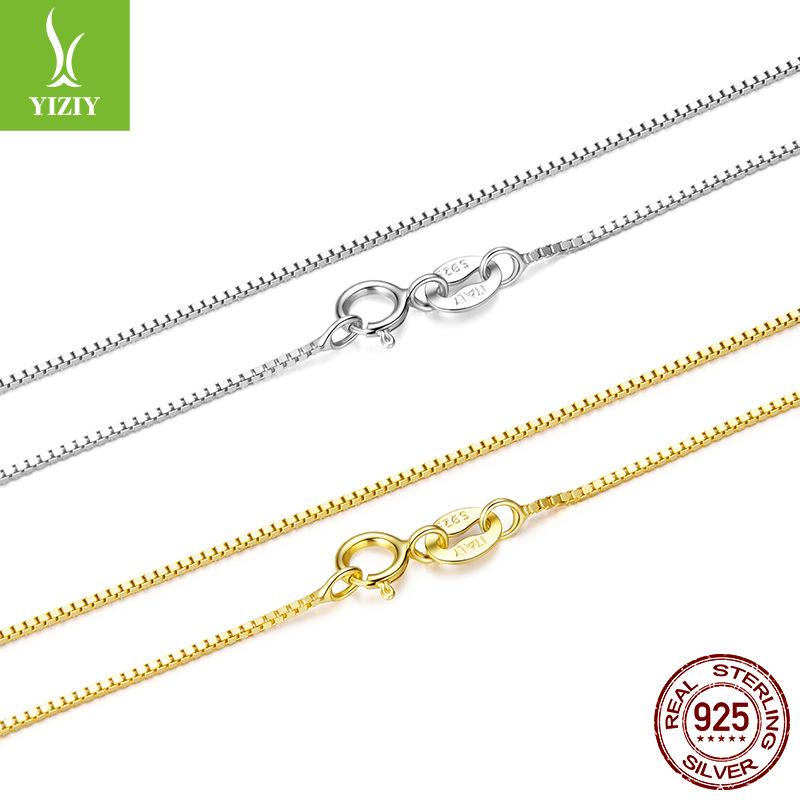 S925 Sterling Silver Basic Necklace Single Chain, Popular Versatile Box Chain