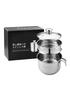 Kagiri Stainless Steel Multi Pot with Steaming Function, 2-Tier Saucepan, Stainless Steel, Glass Lid, Gas and IH Compatible, 1.9 L, 17 cm