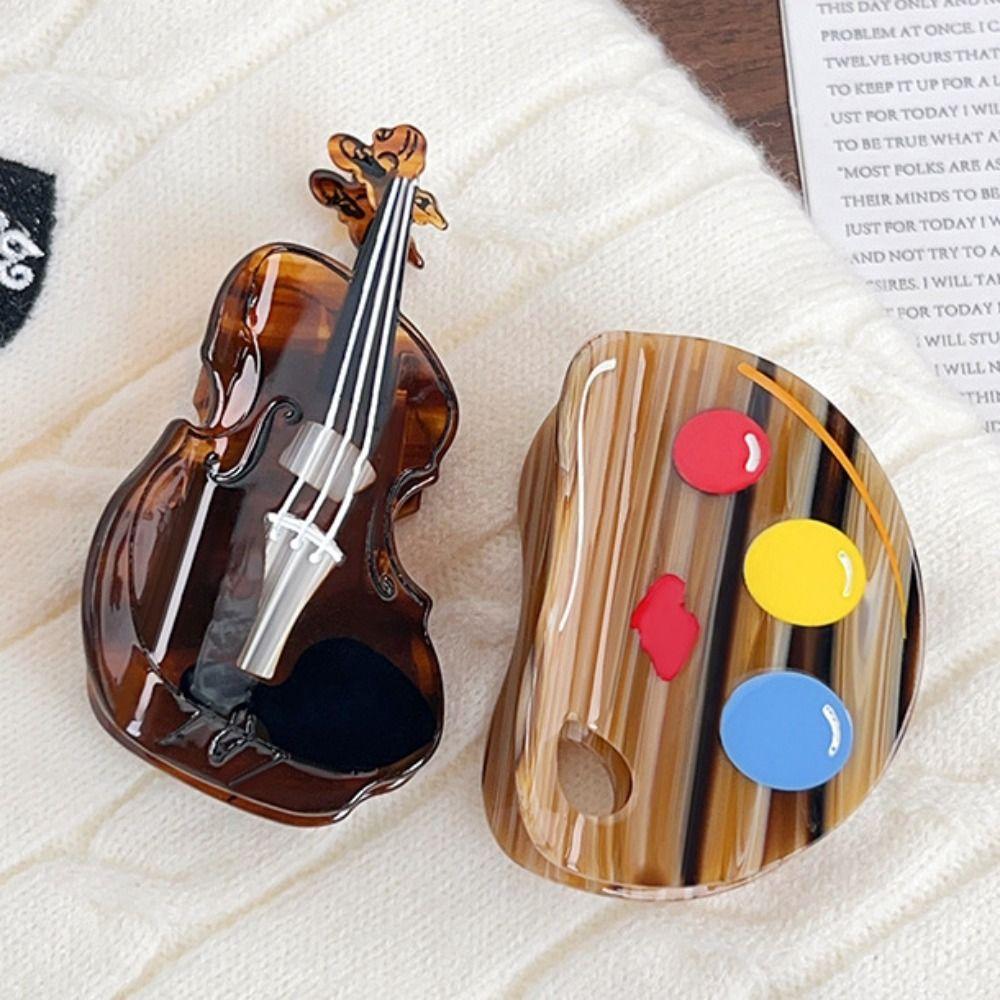 

Korean Style Acetic Acid Hair Claw Color Palette French Shark Clip Violin Shape Hair Claw Girls Style2