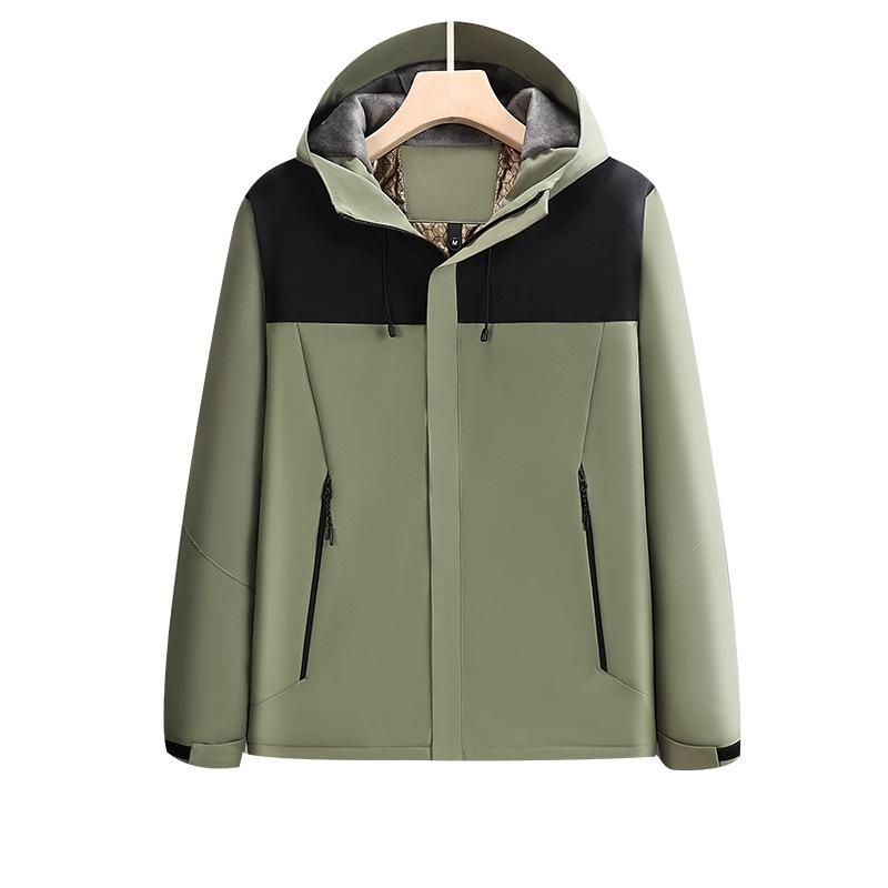 Men's Autumn-Winter Waterproof Windbreaker: Hooded Outdoor Mountaineering Jacket with Printed Logo.