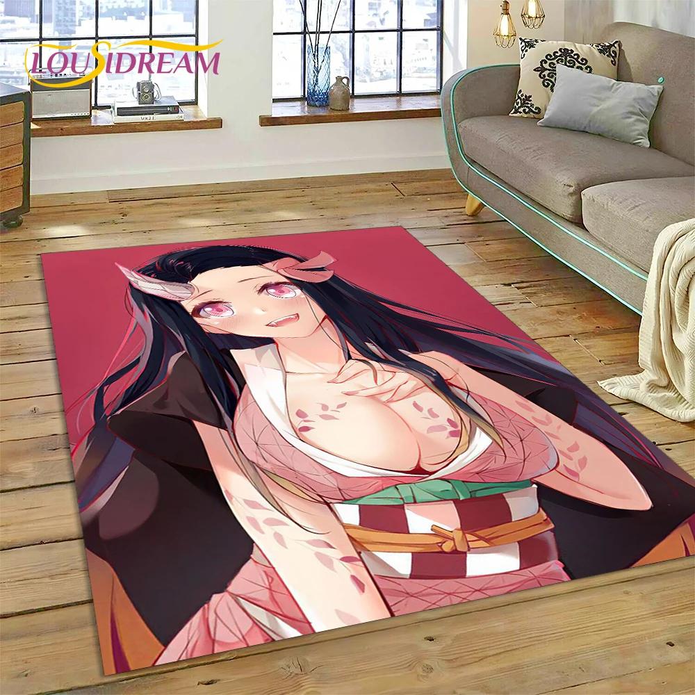 3D Anime Game Character Sexy Lace Girls Cartoon Carpet Rug for Home Living Room Bedroom Sofa Doormat Decor,Area Rug Non-slip Mat