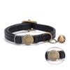 Vintage Cat Collar Breakaway Personalized Adjustable Leather Pet Collar with Bells and Quick Release Buckle