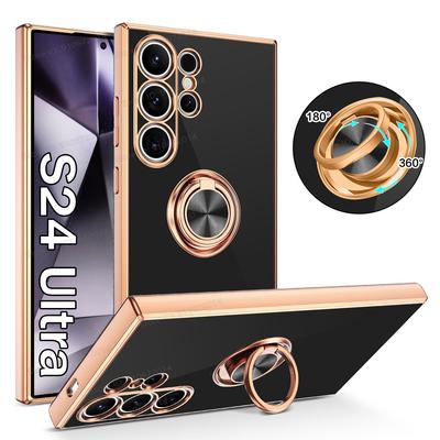 Support Bague Magnétique Plaqué pour Voiture Coque de Téléphone Pour Samsung Galaxy S24 S25 S23 S22 S21 S20 FE Note 9 10 Plus 20 Ultra Étui avec Support