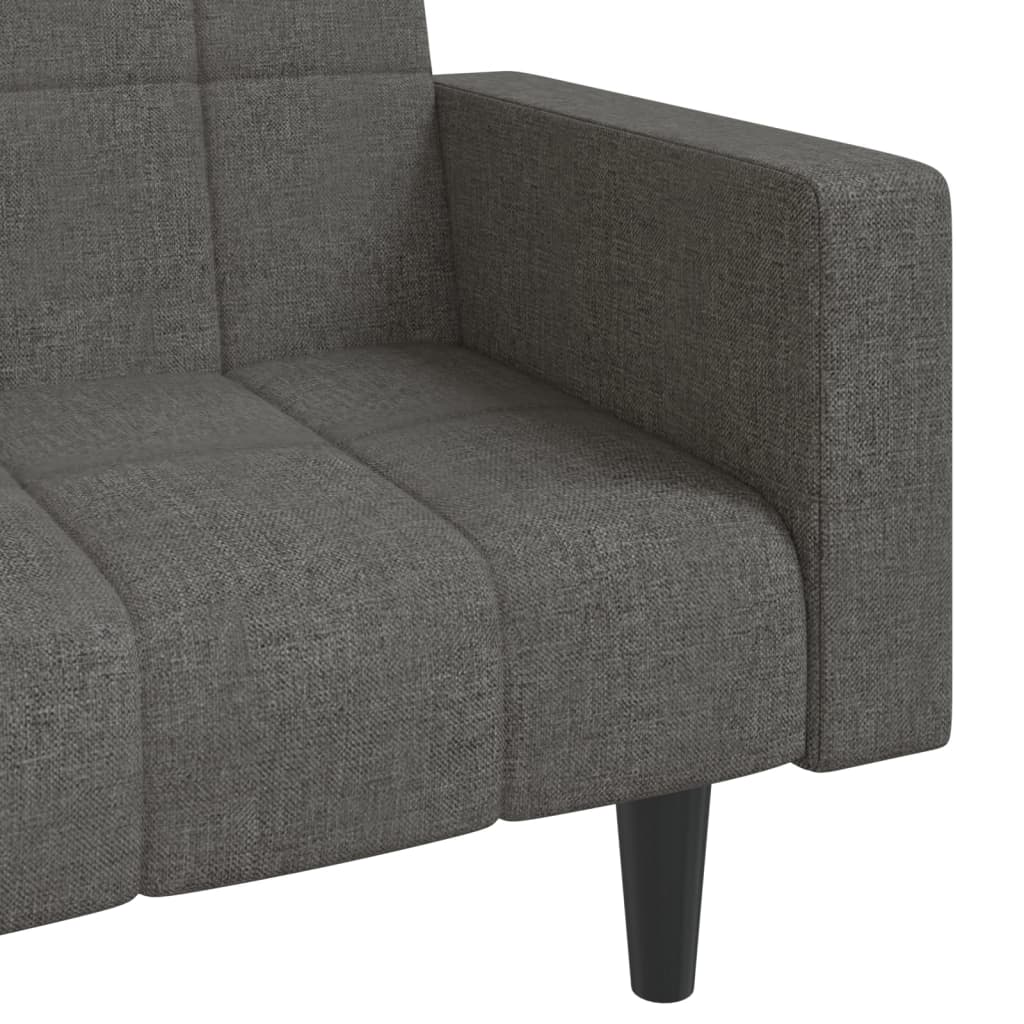 2 Seater Sofa Bed with 2 Cushions Dark Grey Fabric