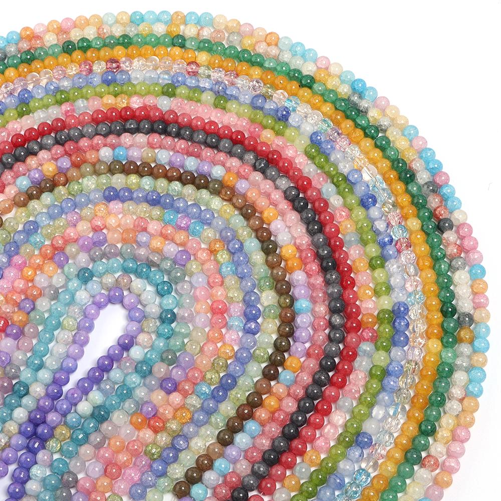1 Strand 8 10mm Glass Floral Beads Colorful Round Loose Spacer Beads For DIY Charms Jewelry Making Bracelet Necklace Accessories